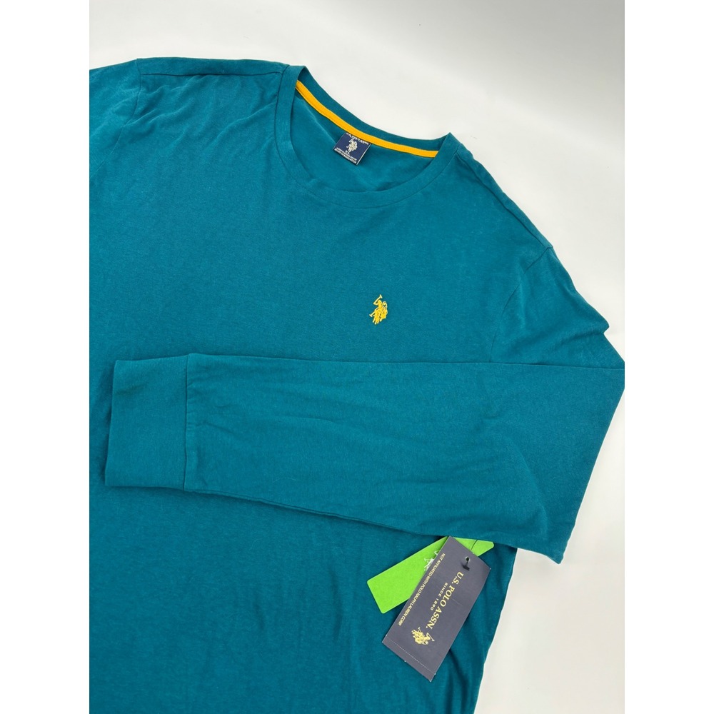 US Polo Assn Mens XL Teal Blue Long Sleeve Crew Neck T-Shirt NWT 23000343